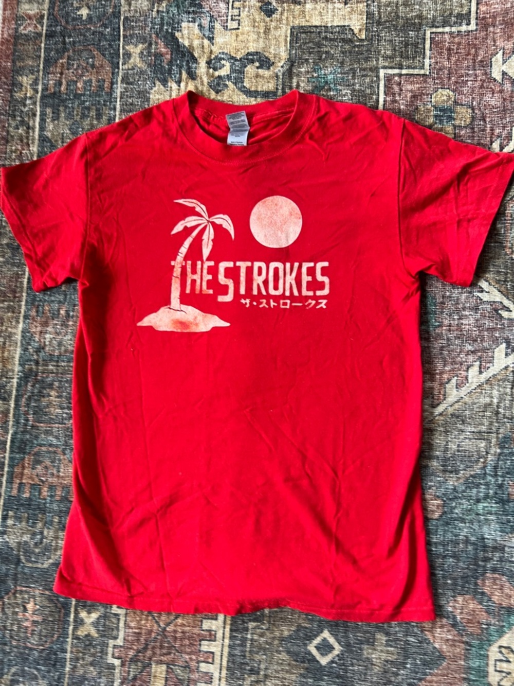 adidas Red Graphic Tee with Tag Detail